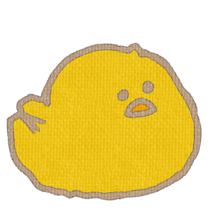 濃い黄色のひよこがお座りした透過イラスト