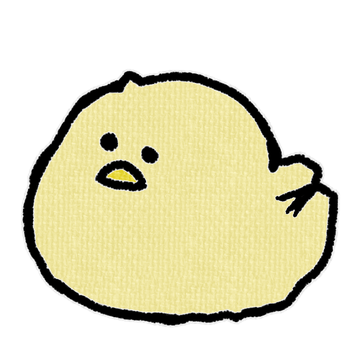 淡い黄色のひよこがお座りした透過イラスト