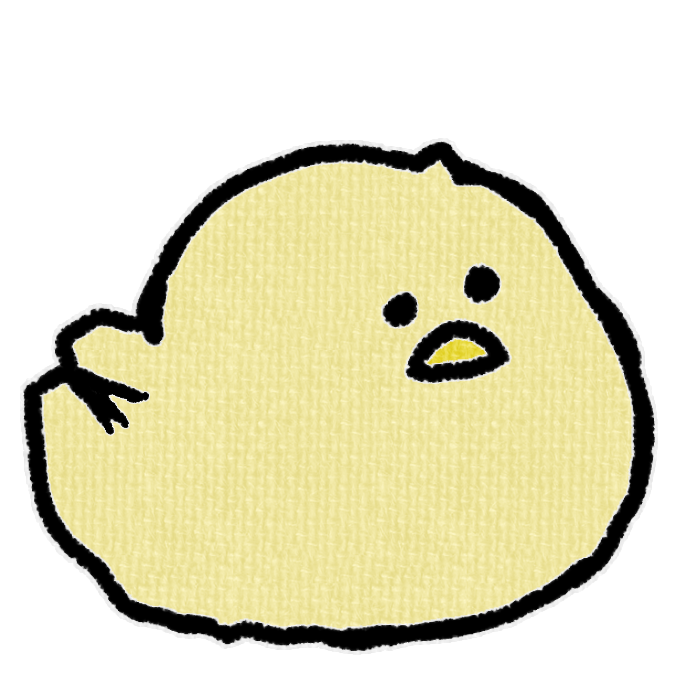 淡い黄色のひよこがお座りした透過イラスト