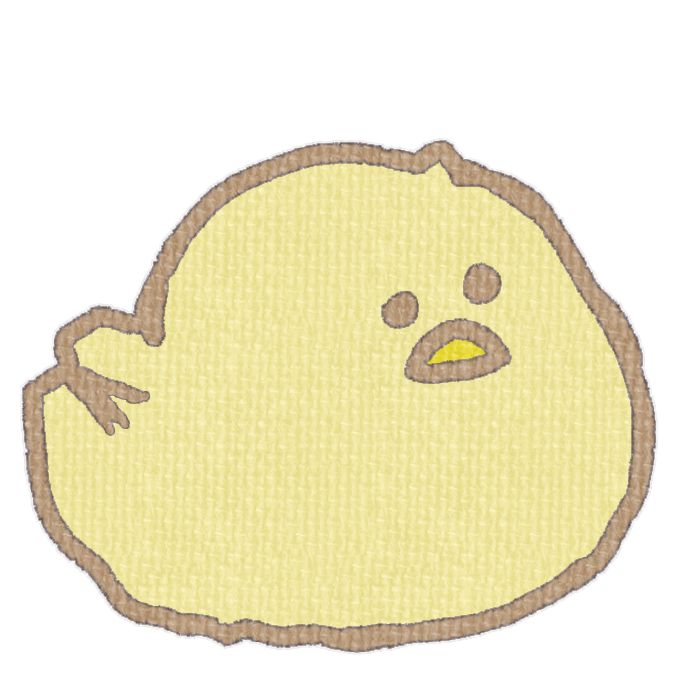 淡い黄色のひよこがお座りした透過イラスト