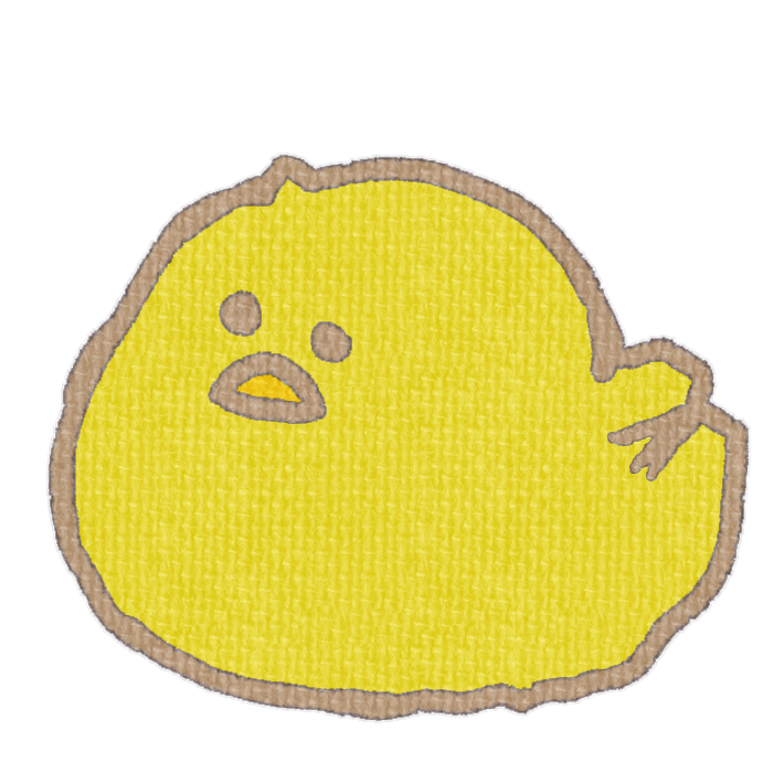 黄色のひよこがお座りした透過イラスト