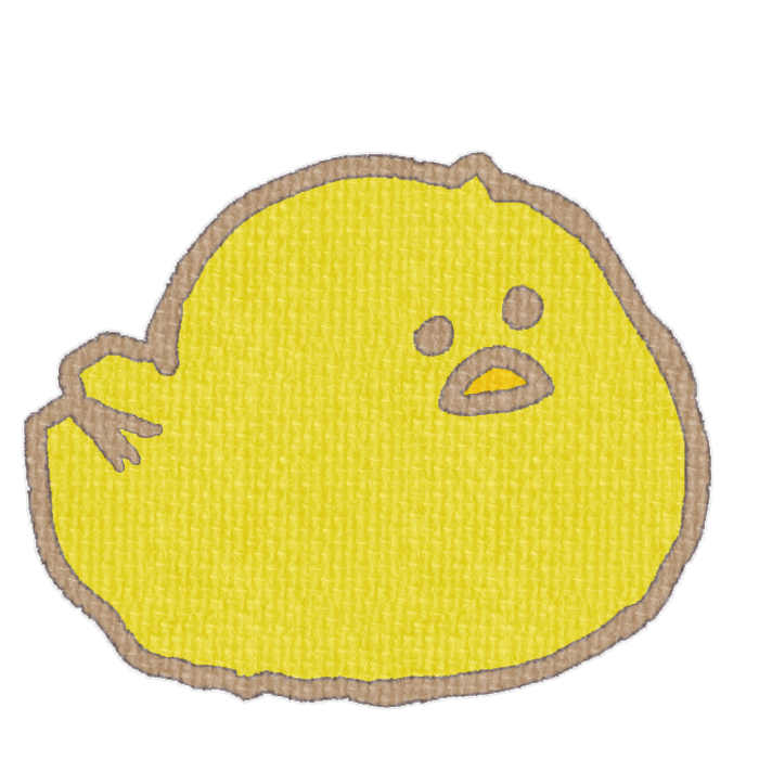 黄色のひよこがお座りした透過イラスト