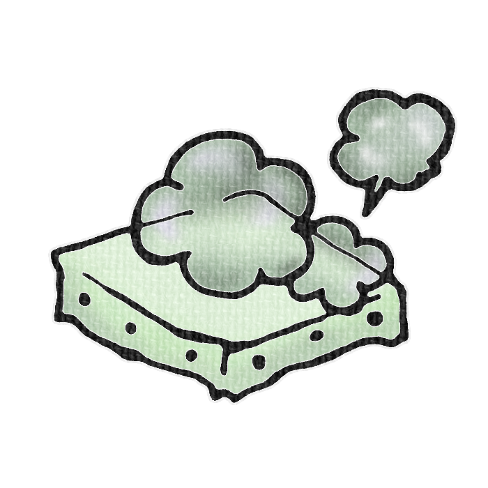 ホコリをかぶった緑色のキャンバスのイラスト