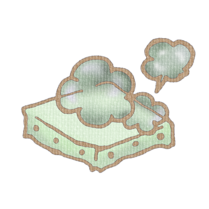 ホコリをかぶった緑色のキャンバスのイラスト