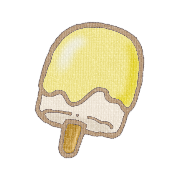 バナナ味の棒つきアイスのフリー入イラスト