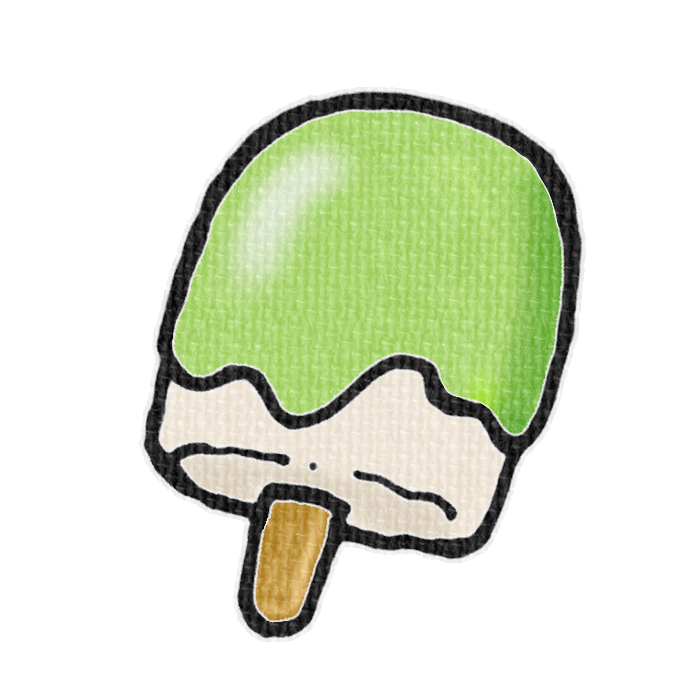 抹茶味の棒つきアイスのフリー入イラスト