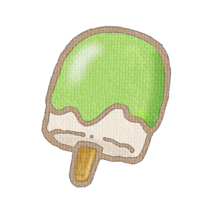 抹茶味の棒つきアイスのフリー入イラスト