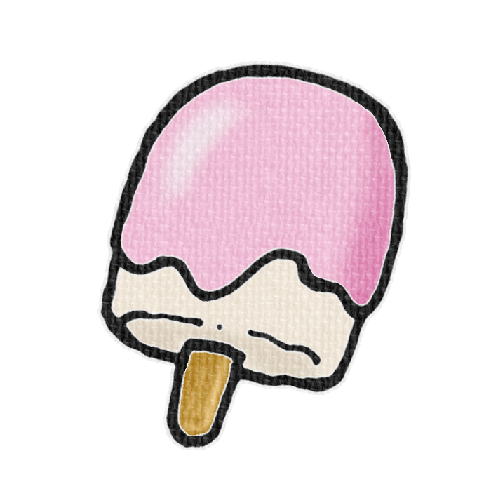 ストロベリー味の棒つきアイスのフリー入イラスト