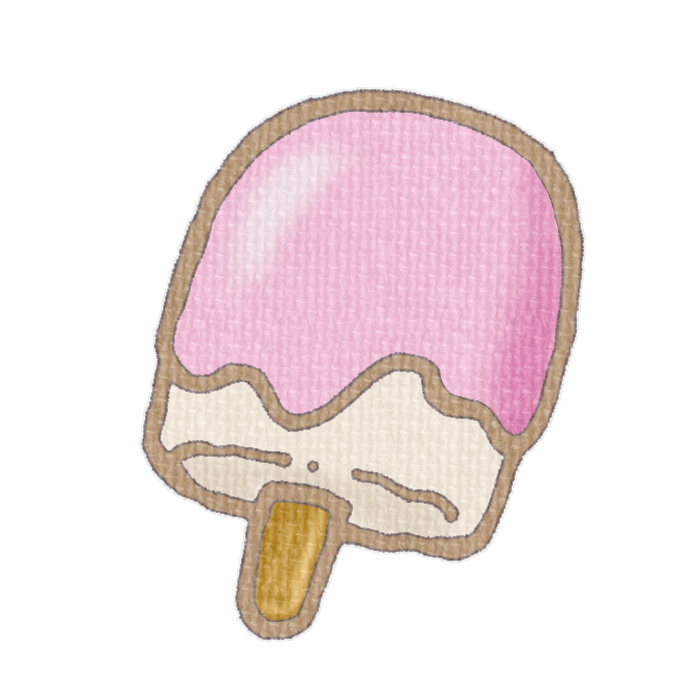 ストロベリー味の棒つきアイスのフリー入イラスト