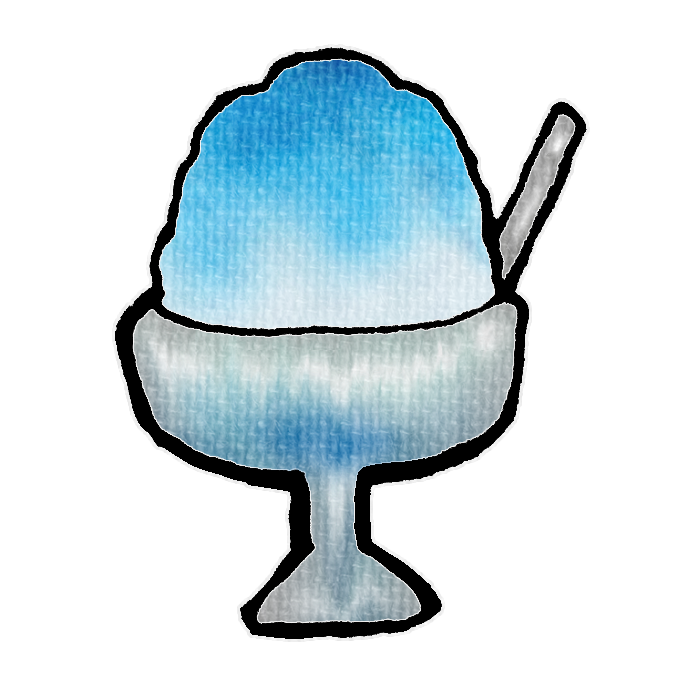 ブルーハワイ味のかき氷のフリーイラスト