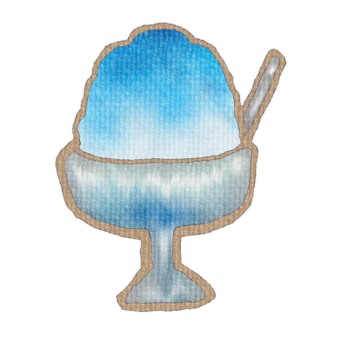 ブルーハワイ味のかき氷のフリーイラスト