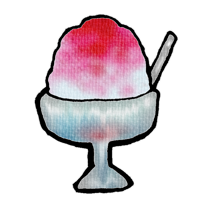イチゴ味のかき氷のフリーイラスト