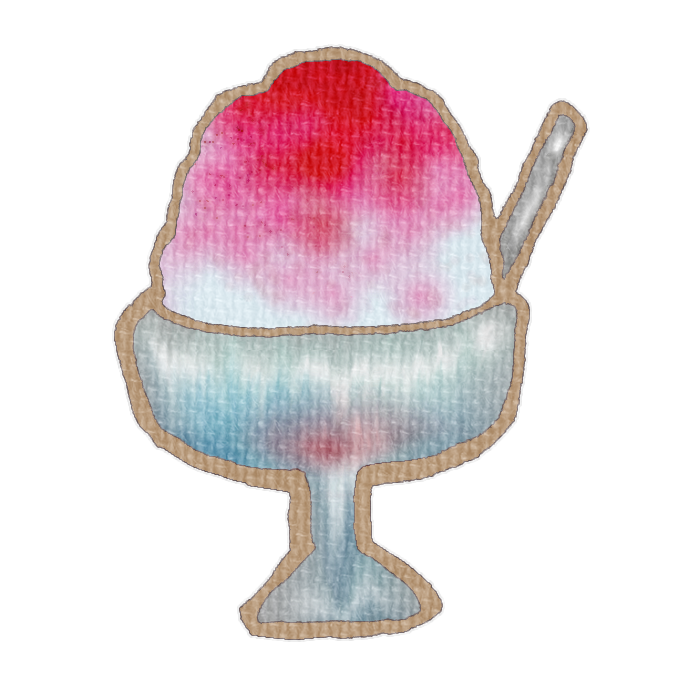 イチゴ味のかき氷のフリーイラスト