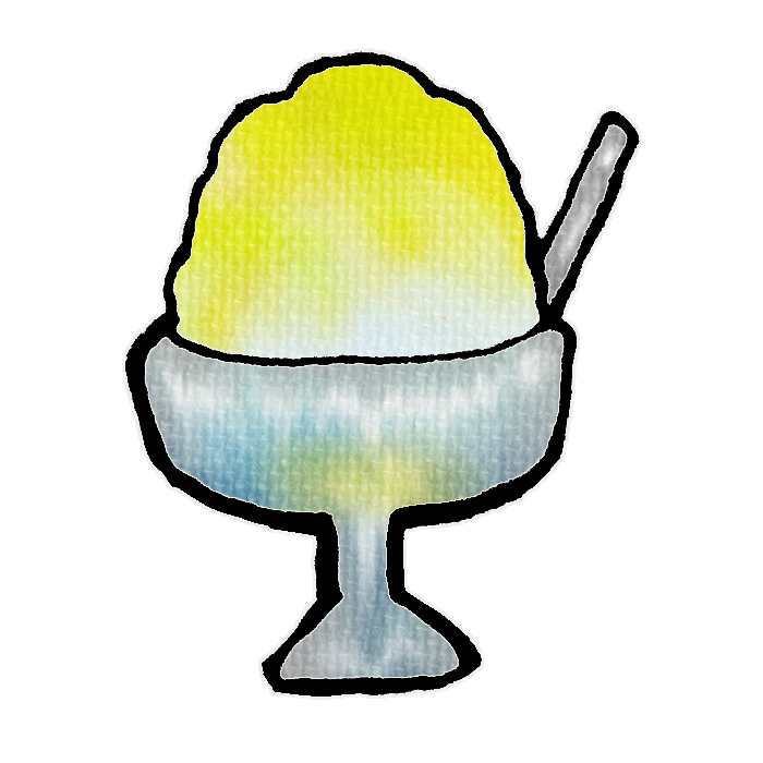 レモン味のかき氷のフリーイラスト