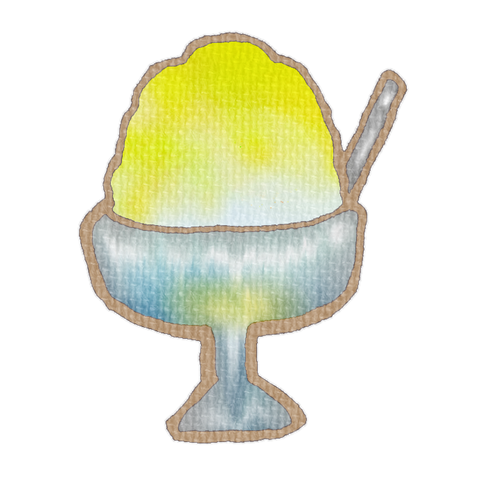 レモン味のかき氷のフリーイラスト