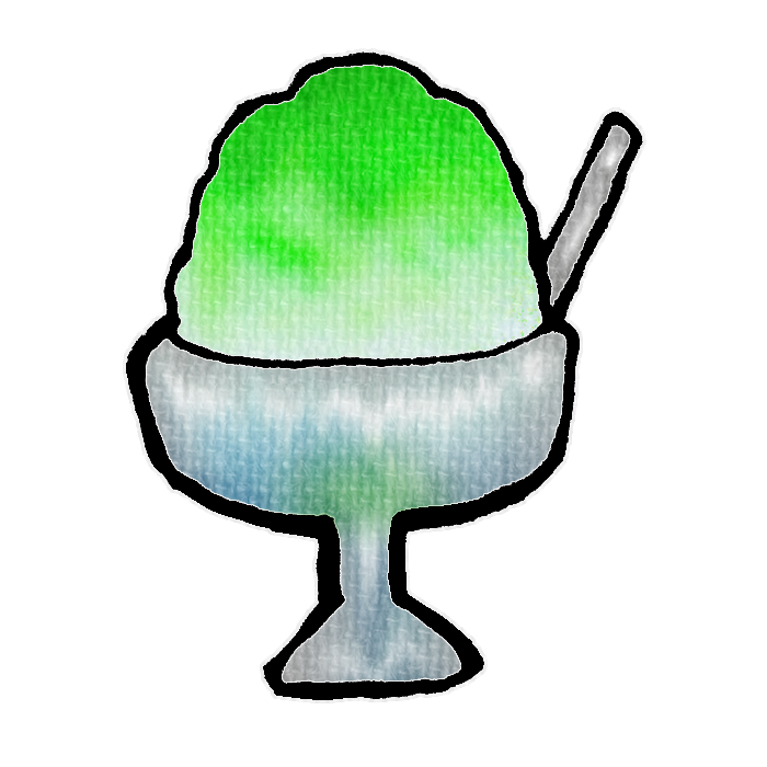 メロン味のかき氷のフリーイラスト