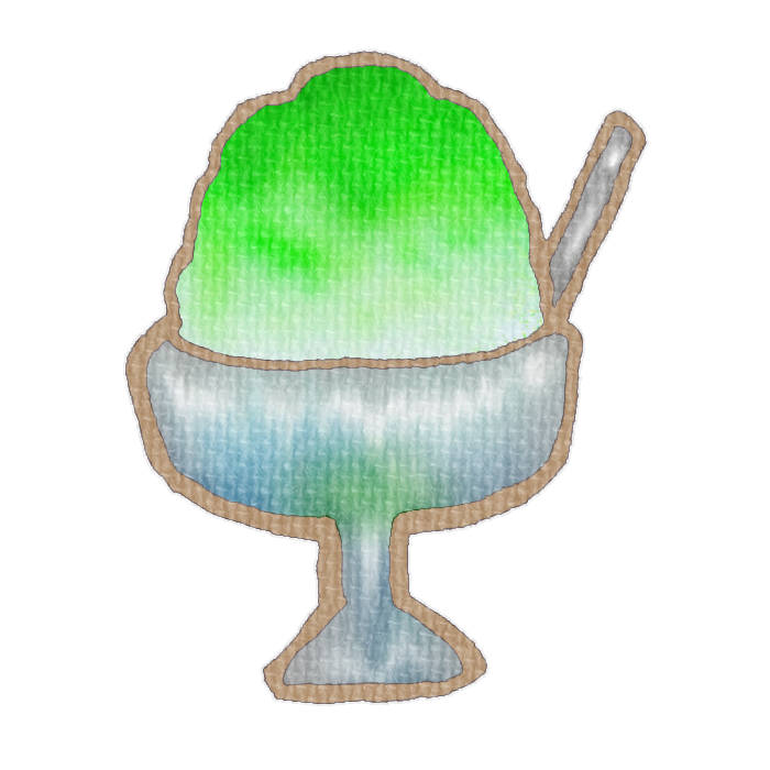メロン味のかき氷のフリーイラスト