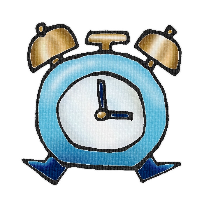 青色の目覚まし時計のイラスト