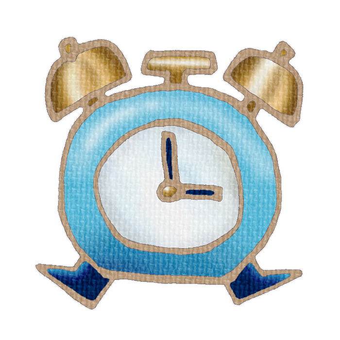 青色の目覚まし時計のイラスト