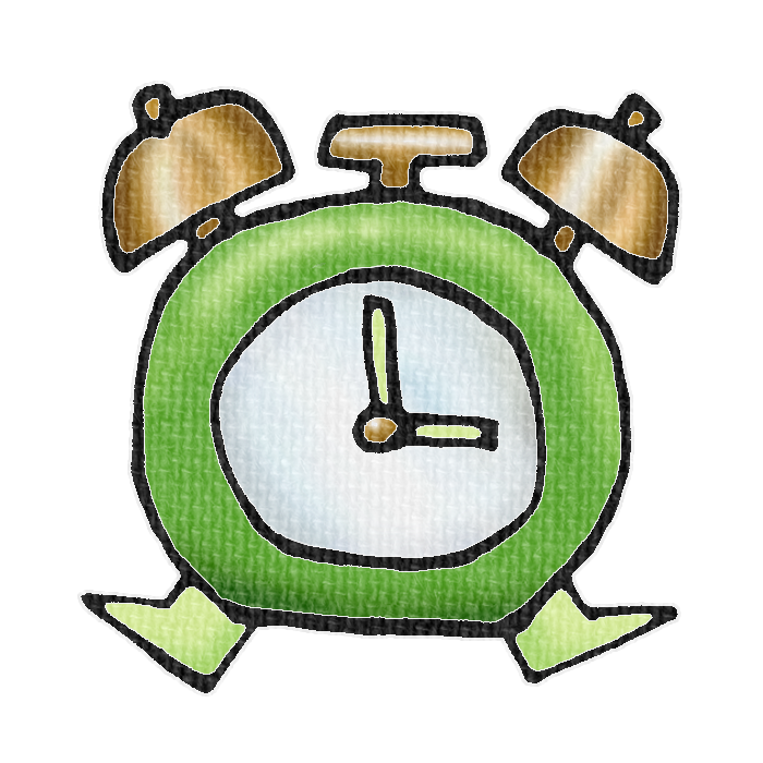 緑色の目覚まし時計のイラスト