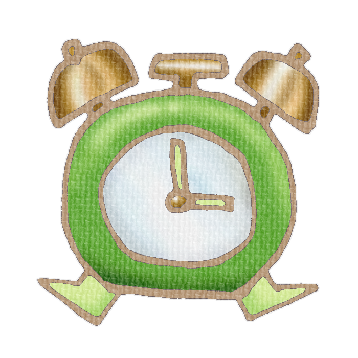緑色の目覚まし時計のイラスト