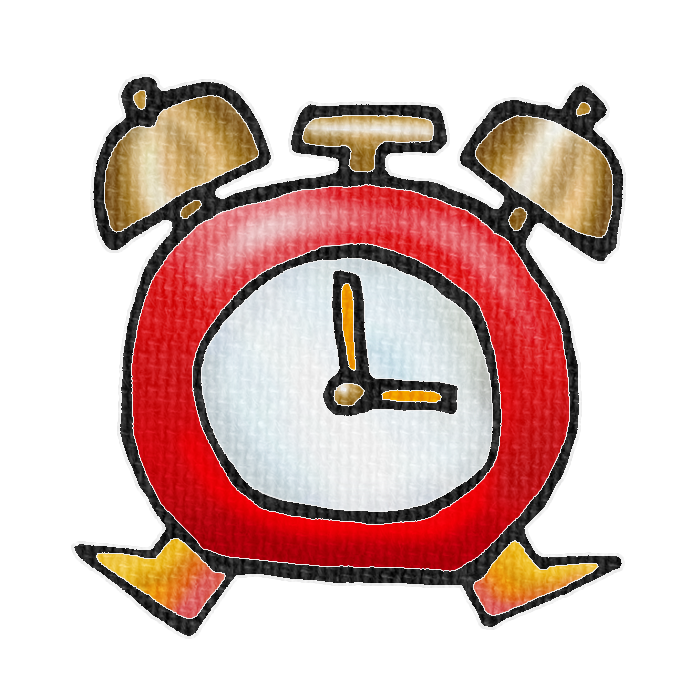 赤色の目覚まし時計のイラスト