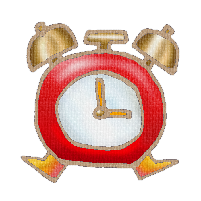 赤色の目覚まし時計のイラスト