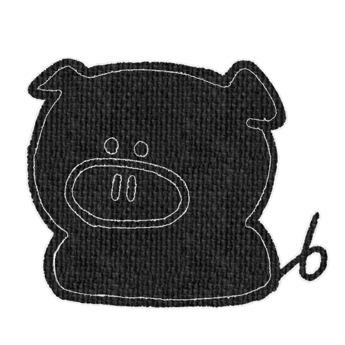 黒いブタがお座りした透過イラスト