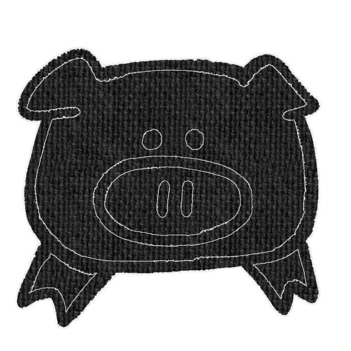 黒いブタがひょっこりしている透過イラスト