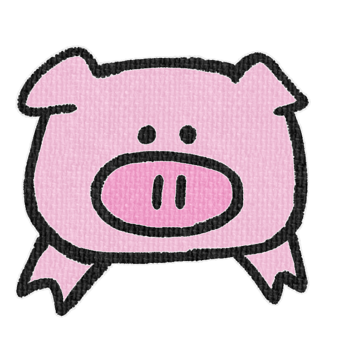 ピンクのブタがひょっこりしている透過イラスト