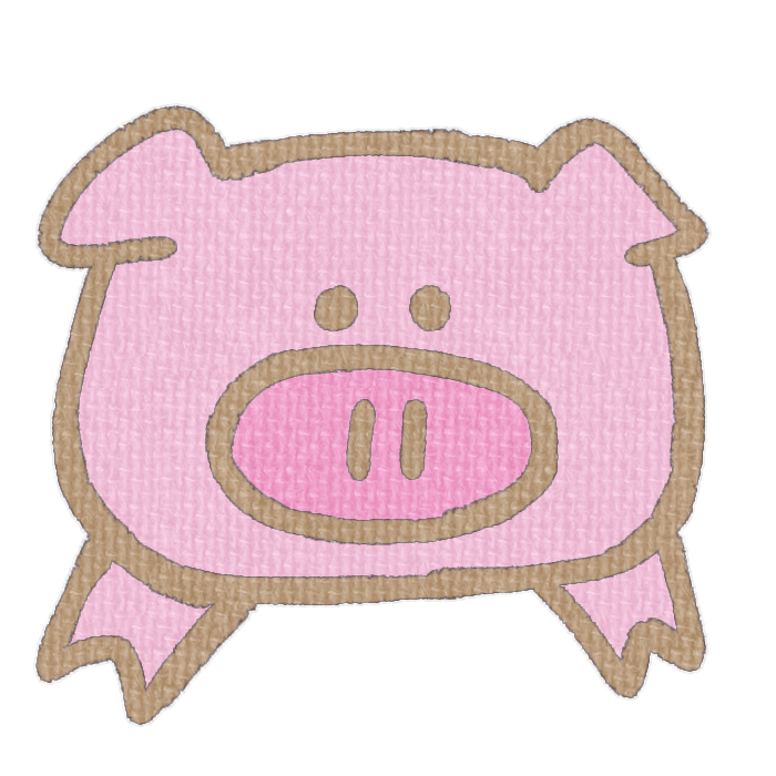ピンクのブタがひょっこりしている透過イラスト