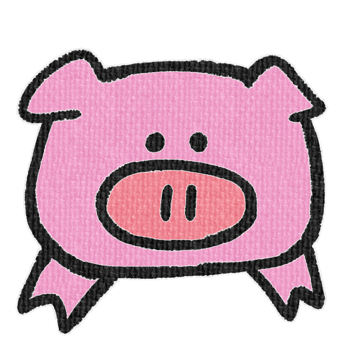 濃いピンクのブタがひょっこりしている透過イラスト