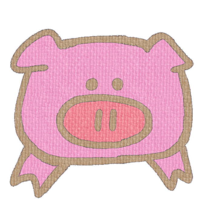 濃いピンクのブタがひょっこりしている透過イラスト