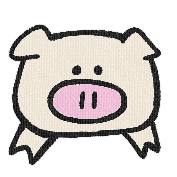 白いブタがひょっこりしている透過イラスト
