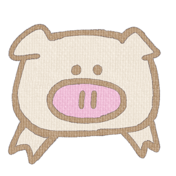 白いブタがひょっこりしている透過イラスト