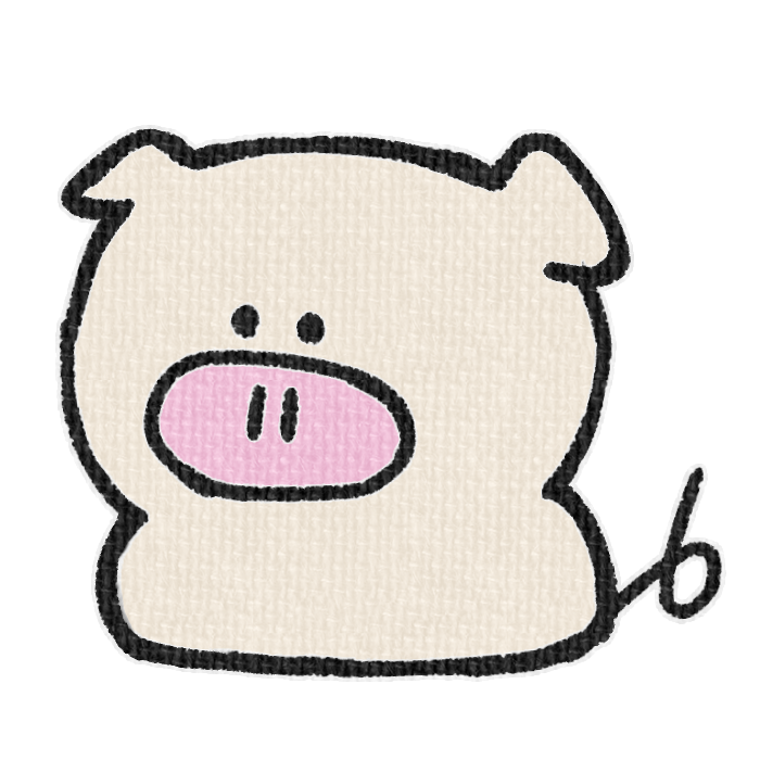 白いブタがお座りした透過イラスト