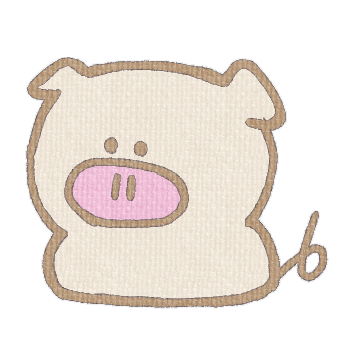 白いブタがお座りした透過イラスト