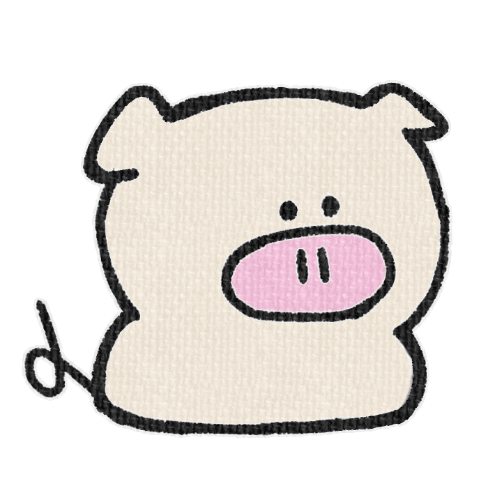白いブタがお座りした透過イラスト
