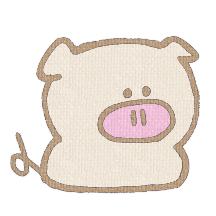 白いブタがお座りした透過イラスト