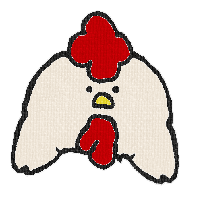 白いニワトリがひょっこりしている透過イラスト