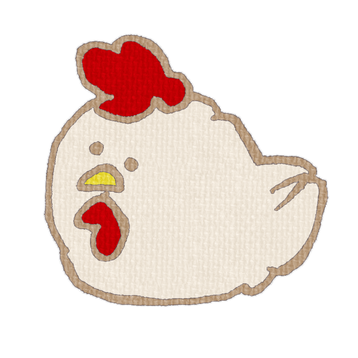 白いニワトリがお座りした透過イラスト