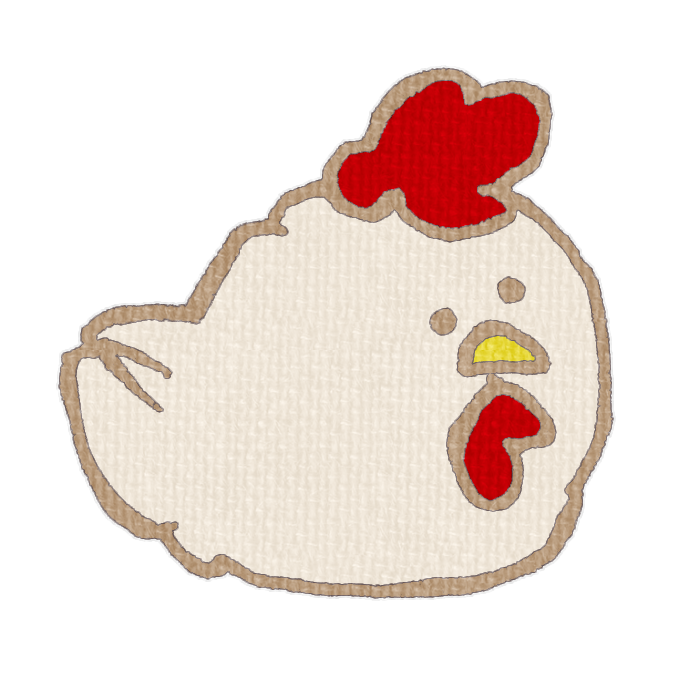 白いニワトリがお座りした透過イラスト