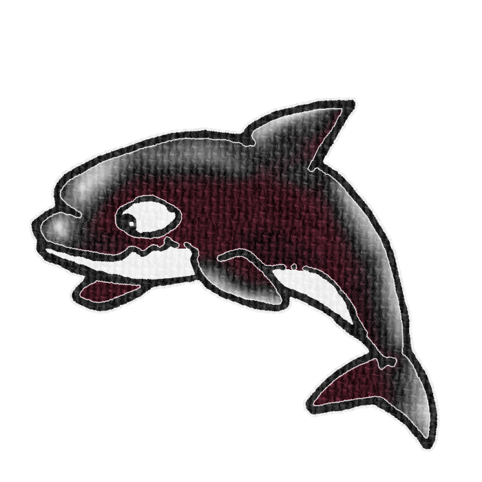 黒いシャチのイラスト、夏の季節をイメージした可愛い素材