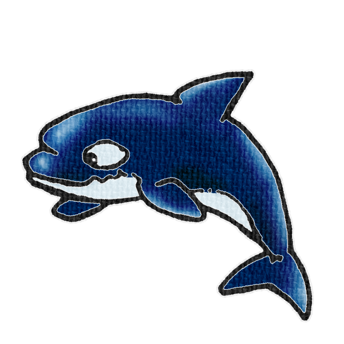 青いシャチのイラスト、夏の季節をイメージした可愛い素材