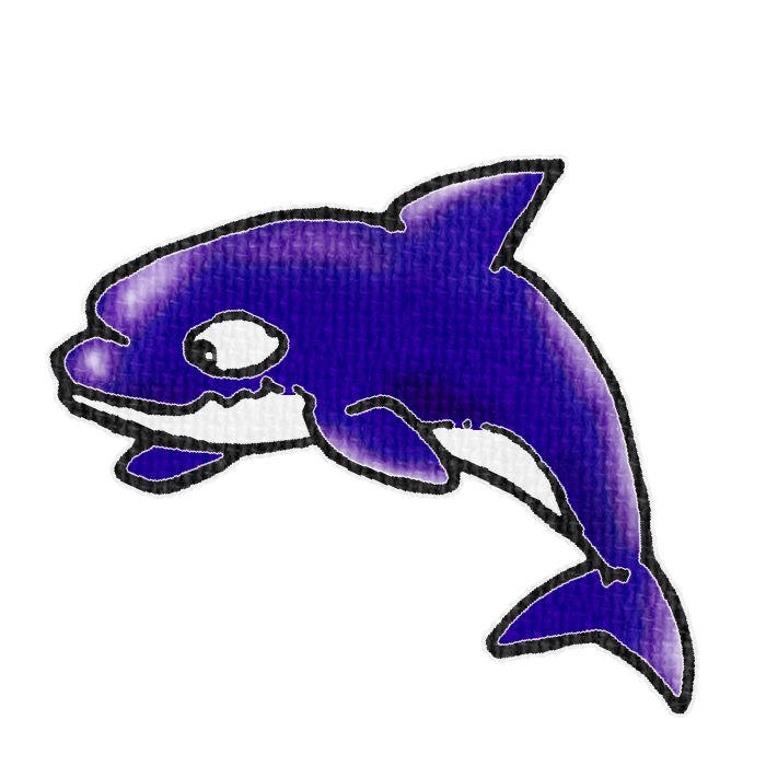 紫色のシャチのイラスト、夏の季節をイメージした可愛い素材