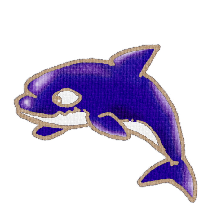 紫色のシャチのイラスト、夏の季節をイメージした可愛い素材