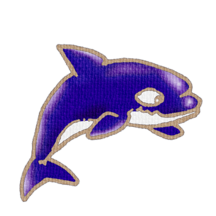 紫色のシャチのイラスト、夏の季節をイメージした可愛い素材