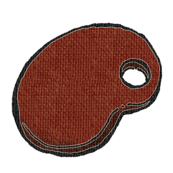 茶色い木製オーバルパレットのイラスト
