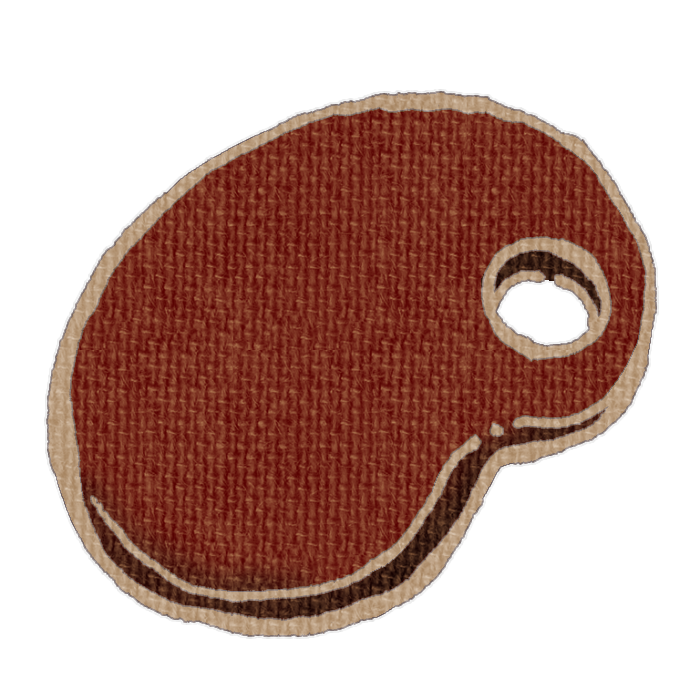 茶色い木製オーバルパレットのイラスト