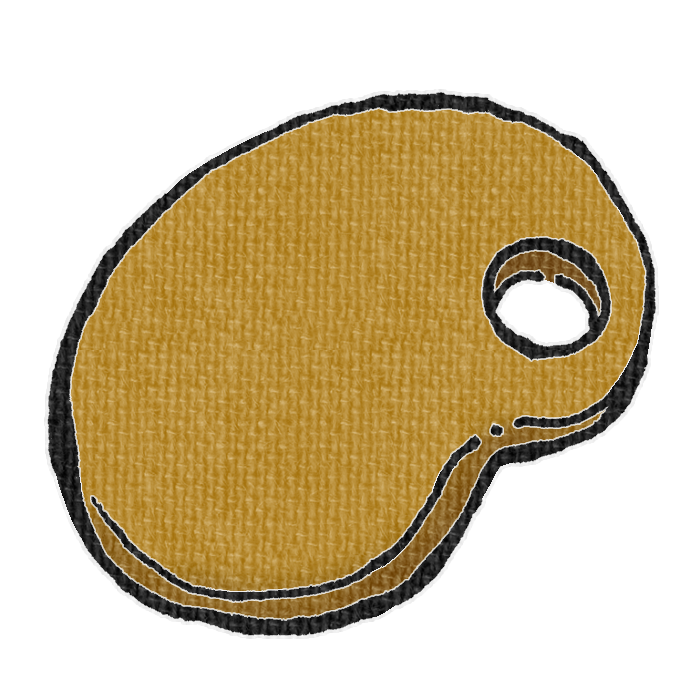 黄土色の木製オーバルパレットのイラスト